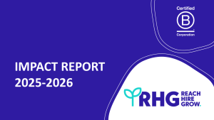 RHG Consult Impact Report cover page using B Corp logo and RHG logo